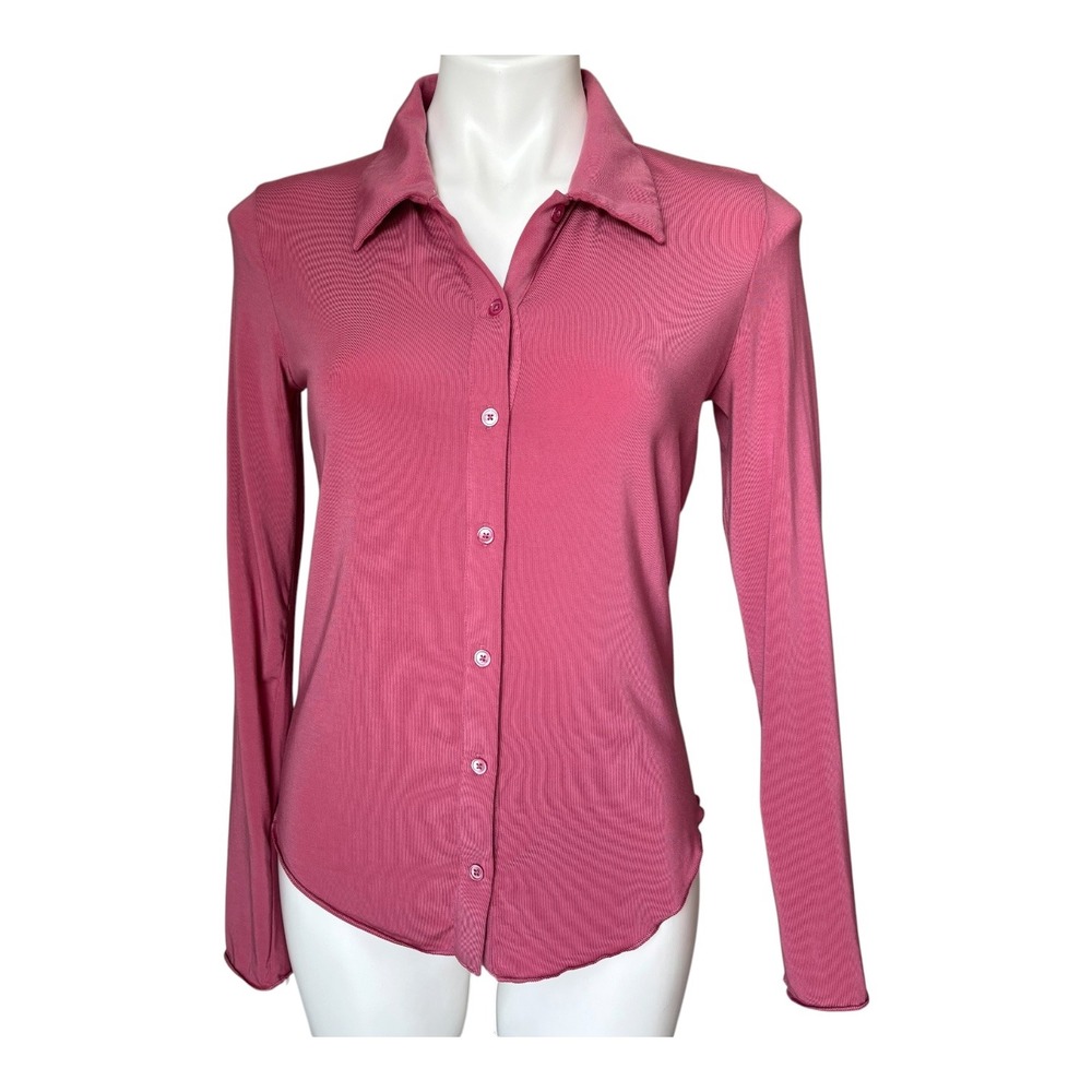 Artitzia Wilfred Pose Mauve Jersey Longsleeve Button Up Shirt Women's Size M